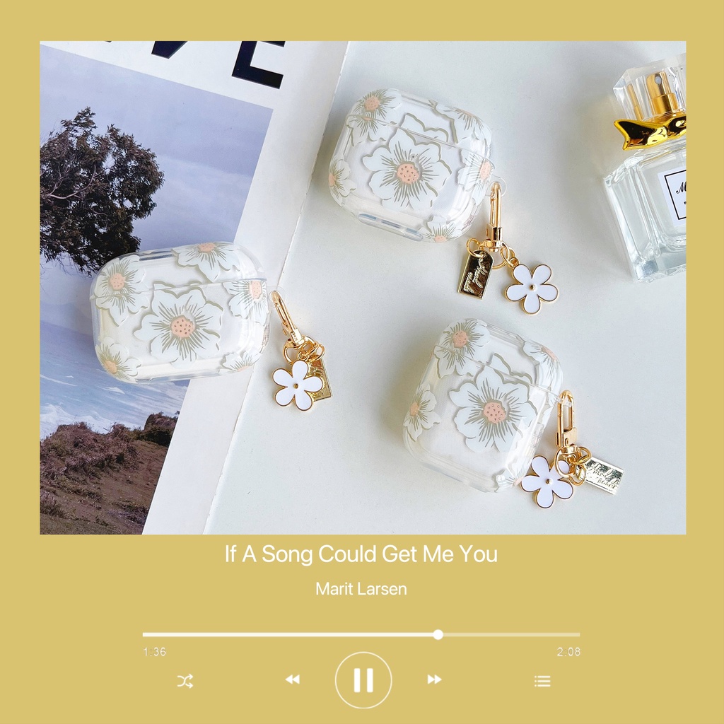 Vỏ Bảo Vệ Hộp Sạc Tai Nghe AirPods3 4 Trong Suốt Màu Trắng Đen Họa Tiết Hoa Nhỏ Dễ Thương Thời Trang 2021 Ốp