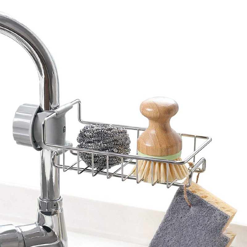 Stainless Steel Kitchen Sponge Holder Soap Dishwashing Rack