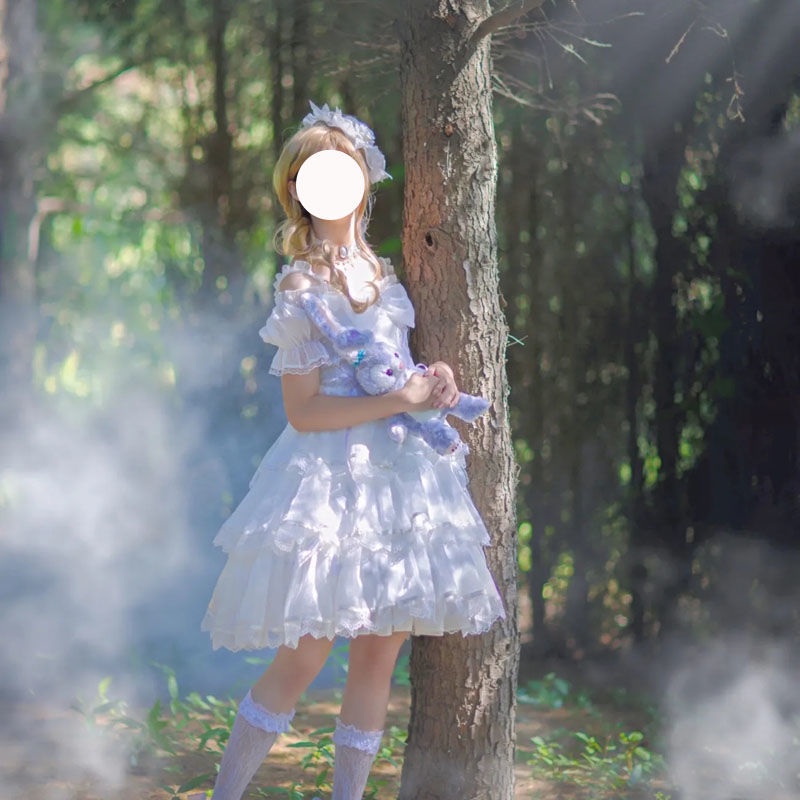 DISNEY Đầm Lolita Họa Tiết Hoa Phong Cách retro Pháp Ngọt Ngào Dễ Thương