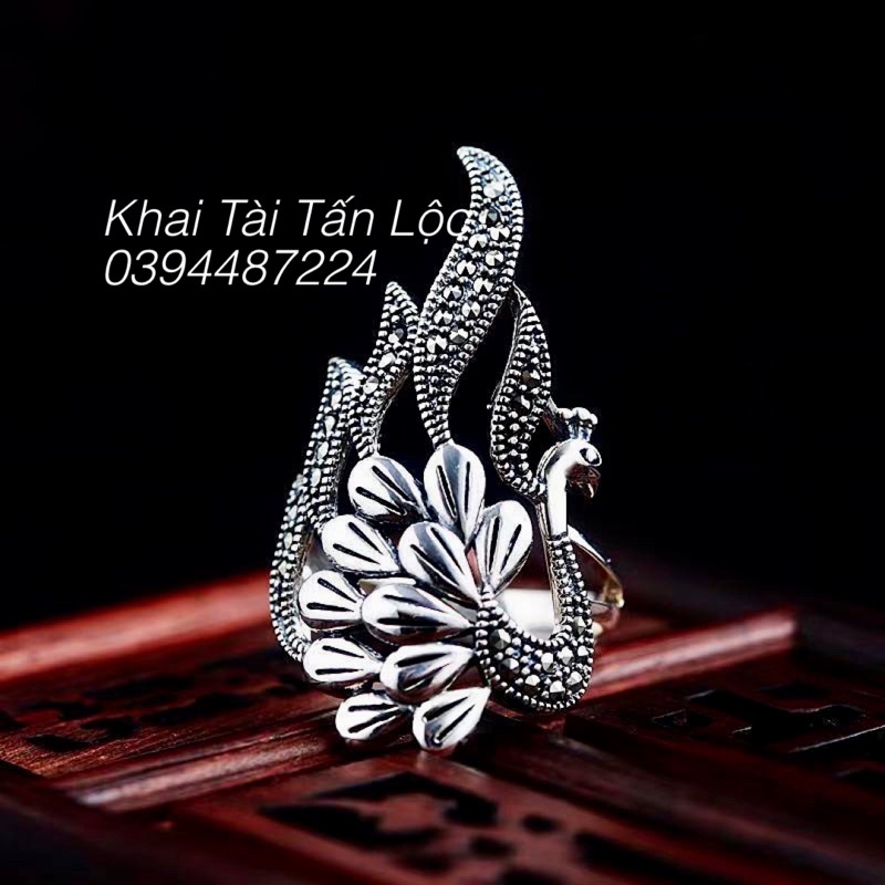 Nhẫn chim công - khổng tước mạ bạc biểu tượng quyến rũ , quyền lực