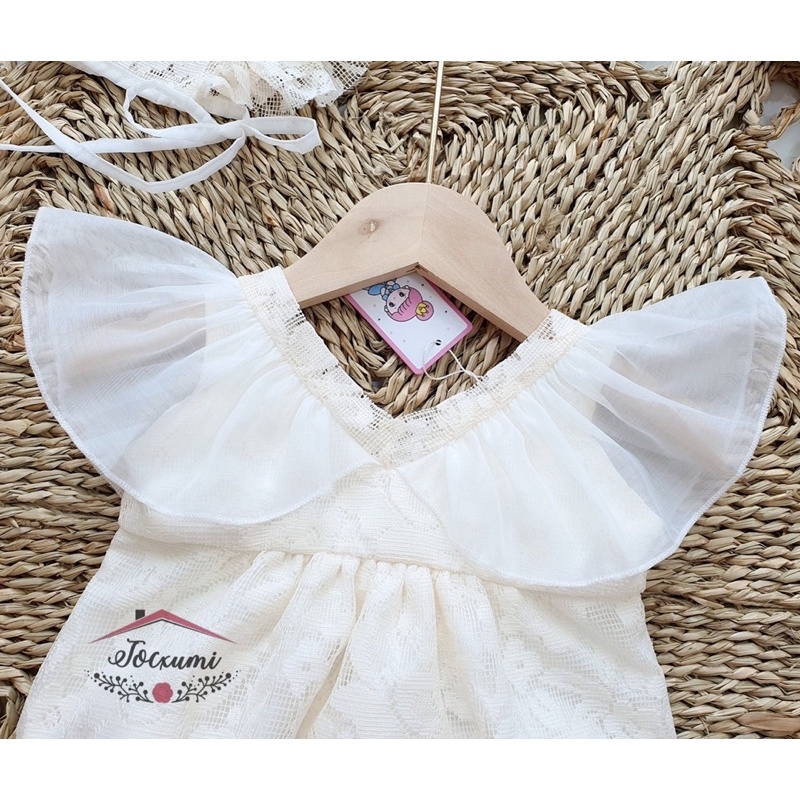 Body ren trắng cánh tiên cổ viền châu cao cấp - Tocxumi