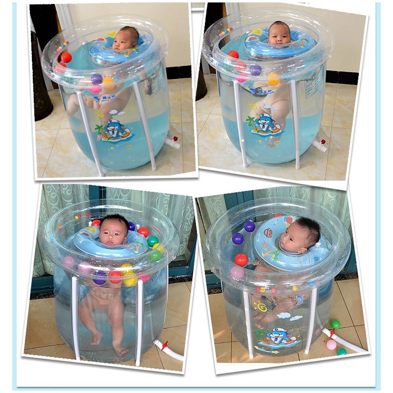 BỂ BƠI THÀNH CAO DOLPHIN CHO BÉ  size 80x80cm + Kèm phao cổ