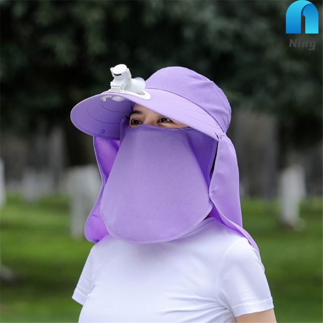 Nón Chống Nắng Kèm Quạt + Mặt Nạ Che Mặt Chống Nắng Cho Hoạt Động Thể Thao Ngoài Trời