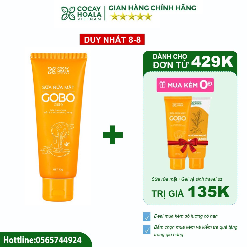 Sữa rửa mặt Gobo Cocayhoala mini - Giúp làm sạch da, cấp ẩm giúp da căng bóng mịn màng - 10g | BigBuy360 - bigbuy360.vn