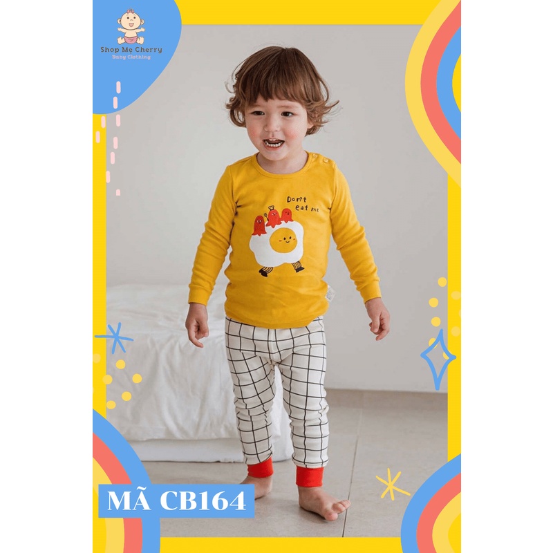 BỘ THU ĐÔNG DÀI TAY CAO CẤP TRẺ EM CỦA HÃNG CORDI-I, CHẤT THUN COTTON ORGANIC, MẪU TRỨNG ỐP LA