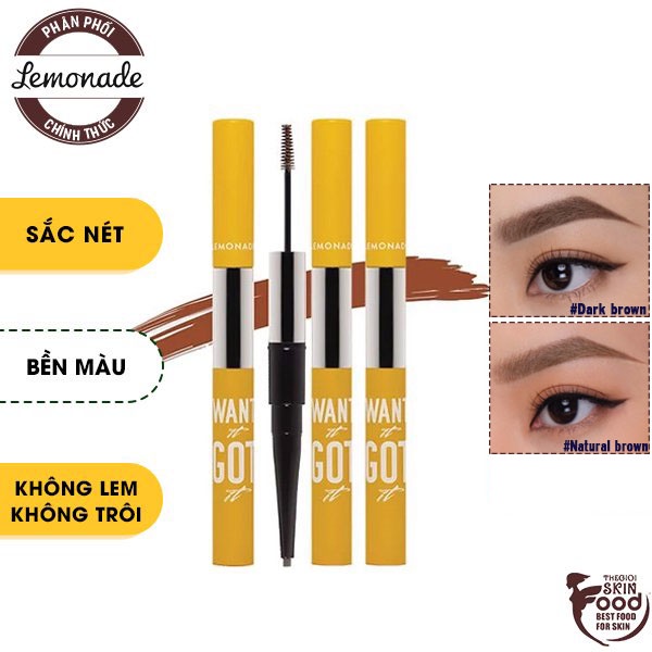 Chì Kẻ Mày Hai Đầu Tiện Lợi Cho Lông Mày Hoàn Hảo Lemonade Want It Got It Dual Eyebrow