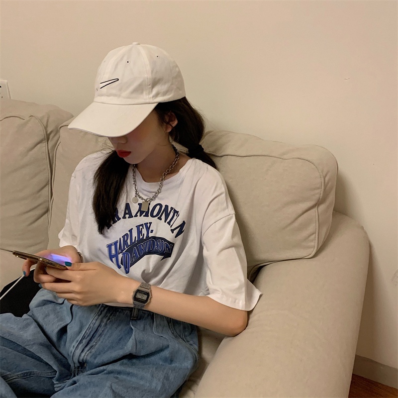 Áo Thun Tay Ngắn Dáng Rộng In Chữ Phong Cách Hàn Quốc Cá Tính Cho Nữ