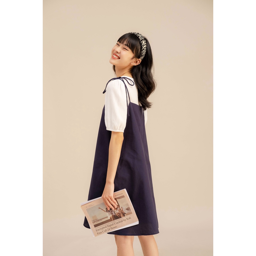 [LEN clothing] Set váy yếm dáng xoè nữ tính nâu 8164