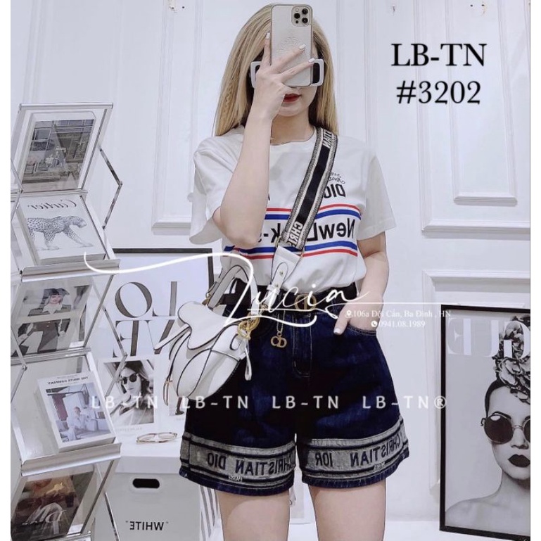 Quần sooc jean chữ gấu kèm đai hàng QCL1