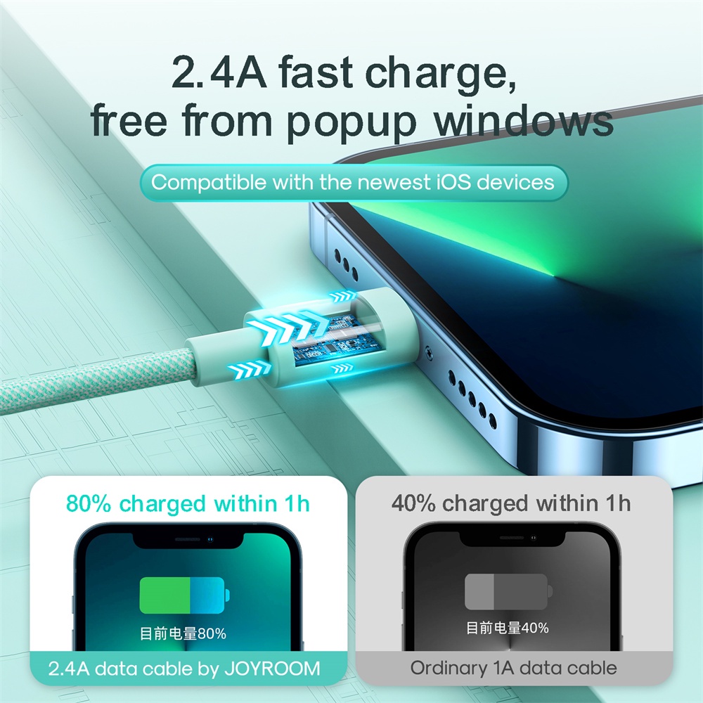 Dây cáp sạc nhanh Joyroom USB 2.4A nhiều màu tùy chọn thích hợp cho iPhone 13 12 11 Pro Max