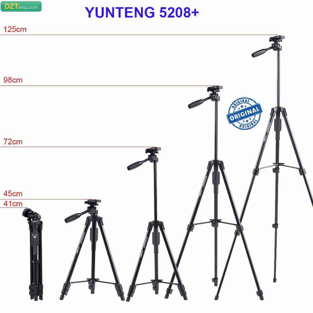 Tripod của YUNTENG VCT 5208 tặng remost, tặng túi du lịch, chiều cao tối đa 134cm, thân gây cứng cáp | BigBuy360 - bigbuy360.vn