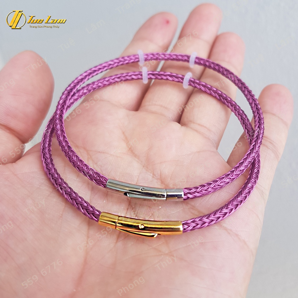 Dây Cáp Khóa Bấm Siêu Bền Đẹp - Màu Đỏ/Hồng/Tím/Vàng - Dây 3mm Phù Hợp mix charm, phụ kiện, vòng Tay - Tuệ Lâm