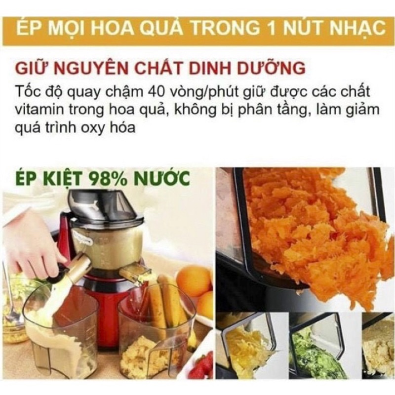 Máy ép chậm trái cây  , máy ép hoa quả cổ rộng chính hãng Nineshield KB - F8B vắt kiệt bã đến 98% (bảo hành 6 tháng)