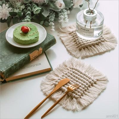 Handmade Cotton Thread Woven Coaster Tassel Placemat Insulation Pad Aromatherapy Pad Table Decoration Ornaments Northern Europe Style Bohemian Table Mat Handmade Braid Insulation Coasters Bowl Coaster Placemat For Kitchen Decoration Home Decor