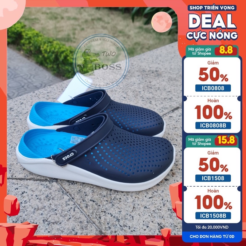 Dép Cross Literide Nam Nữ màu XANH NAVY đế xanh nước biển, Hàng Việt Nam Xuất Khẩu full tag hãng