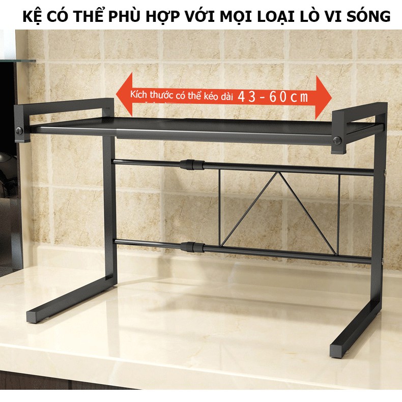 Giá đỡ, kệ lò vi sóng bằng inox đa năng + tặng kèm móc treo KHALIK (đủ 2 màu lựa chọn)