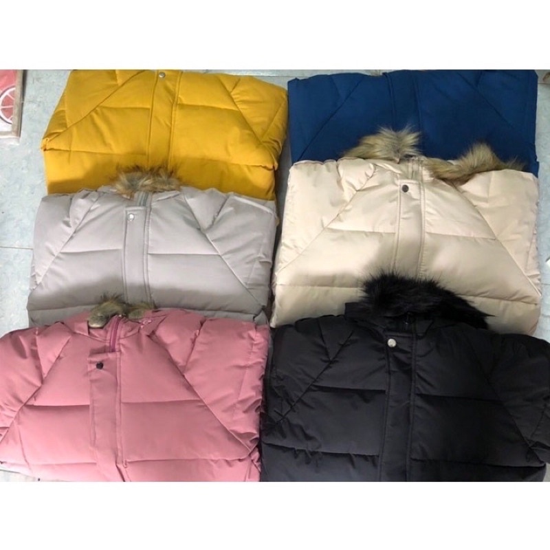 Áo phao beo mũ lông có thể tháo rời