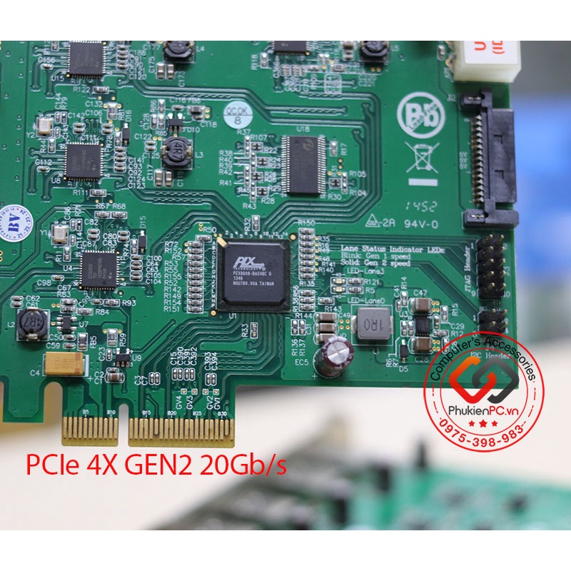 Card mở rộng PCI-E 4x GEN2 sang 4 USB 3.0 5Gb Chipset D720202