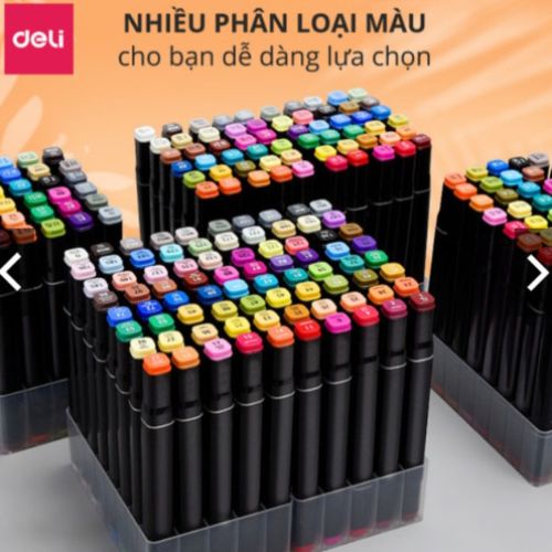 Bút màu marker chuyên nghiệp Deli - kèm túi vải và đế cắm bút - 30/40/60/80 Màu - 70806