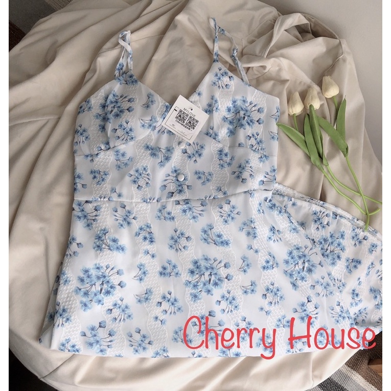 Set Váy đầm hoa 2 dây kèm áo khoác cardigan ngọt ngào kiểu Ulzzang cực xinh SET07