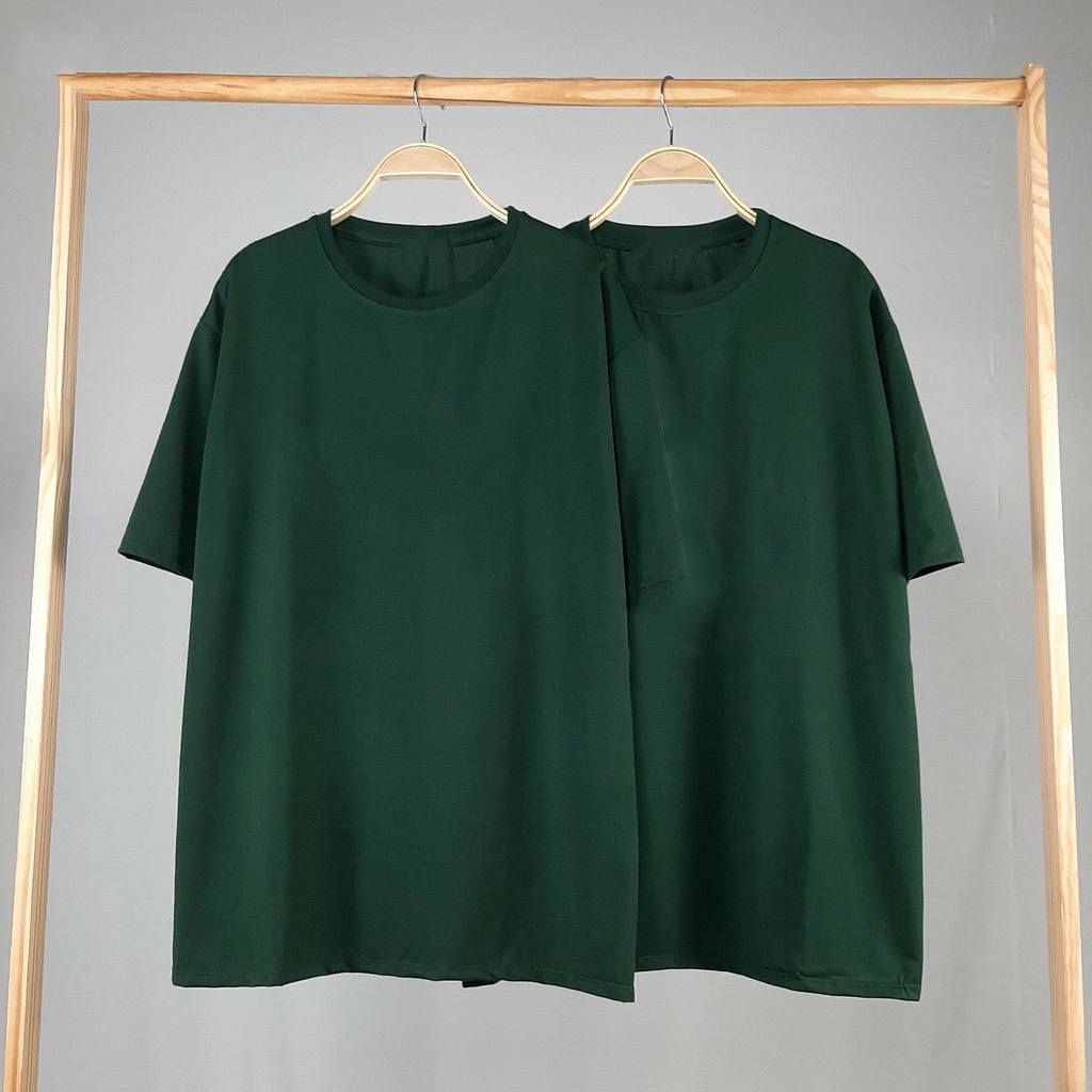 Áo Thun Trơn Nam Nữ Oversize Xanh Lá Dáng Rộng Tay Lỡ