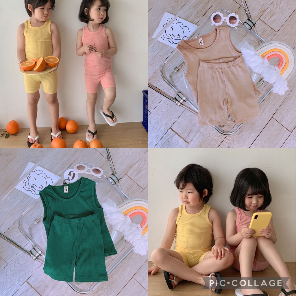 Lyvyshop - (Hàng chính phẩm) Bộ quần áo ba lỗ bé trai, bé gái siêu dễ thương từ 09-26kg