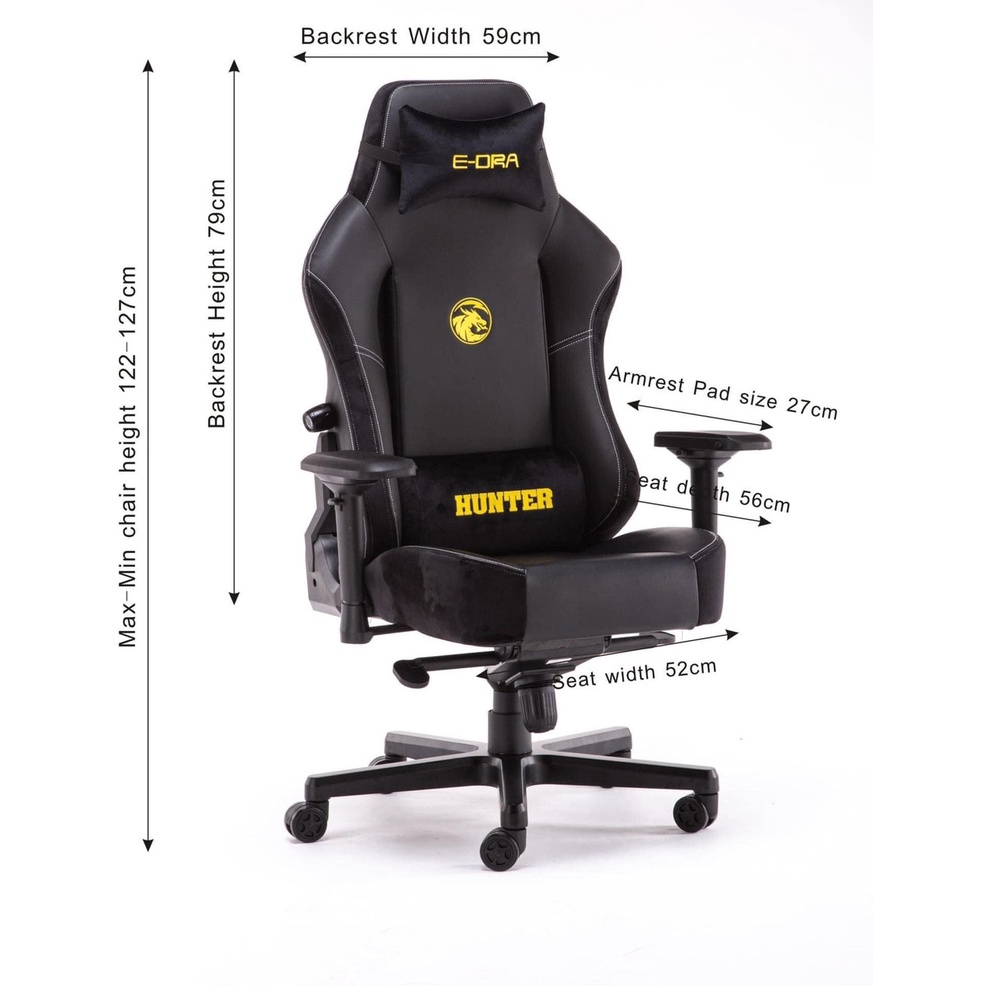 Ghế Xoay Gaming cao cấp E-DRA Hunter EGC 206 Chất liệu da PU dễ dàng bảo quản - Đệm đúc nguyên kh