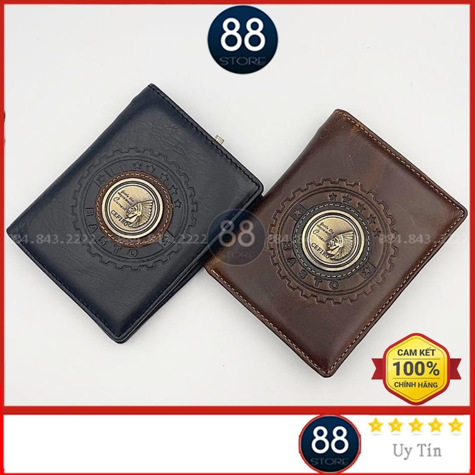 Ví nam da bò CEFIRO TỘC TRƯỞNG - Ví da nam, bóp nam đứng cao cấp - 12x9,5x1,5cm Đẹp