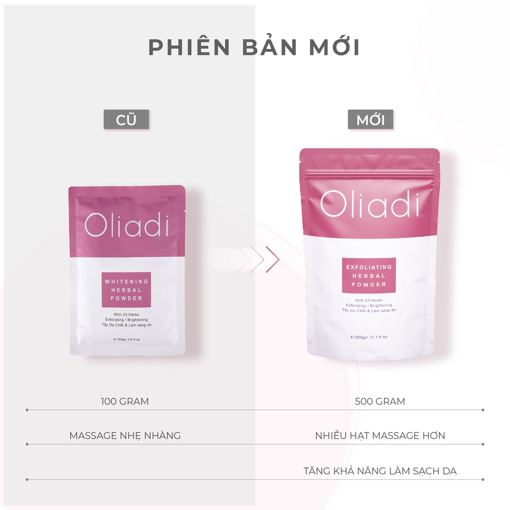 Bột Tẩy Tế Bào Chết Thảo Mộc 23 Vị Oliadi 500gram - Sạch Da Dưỡng Sáng Toàn Thân