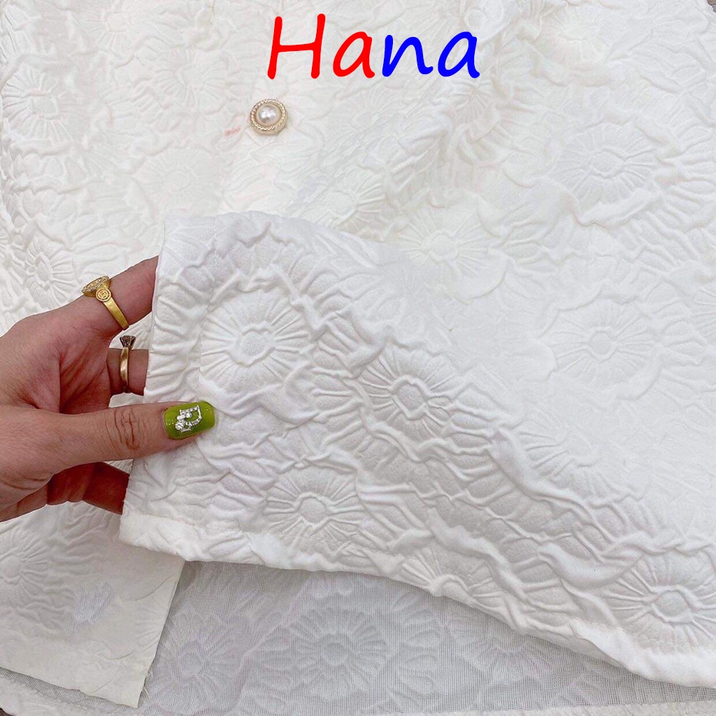 Váy Xốp Trắng Cúc Ngọc Tay Phồng Ulzzang Hàn Quốc, Đầm Nữ Dự Tiệc Màu Trắng - Hana24