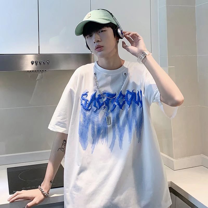 Áo Thun Nam Ngắn Tay Họa Tiết Hoạt Hình Phong Cách Hàn Quốc Áo phông nam in chữ