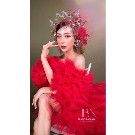 váy voan tay phồng chụp concept