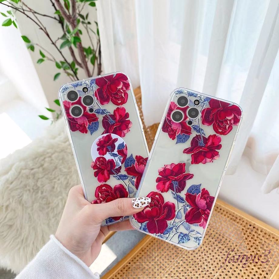 Iphone 12 11 Pro Max 12 Mini Xs Max Xr 7 8 6 6s Plus Ốp Điện Thoại Trong Suốt Chống Rơi In Hình Hoa Hồng Cho | BigBuy360 - bigbuy360.vn