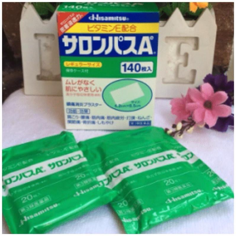 Miếng cao dán Salonpas Hisamitsu Nhật Bản hộp 140 miếng giảm nhanh các cơn đau .