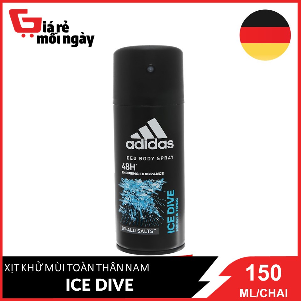 [Hàng nhập khẩu chính hãng] Xịt Khử Mùi Toàn Thân Nam Adidas Ngăn Mồ Hôi Ice Dive 150ml
