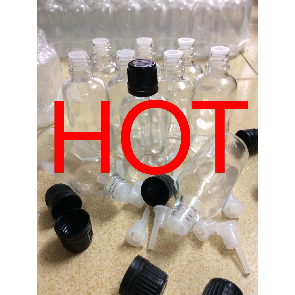 Lọ thủy tinh trong nắp đen đựng tinh dầu 50ml