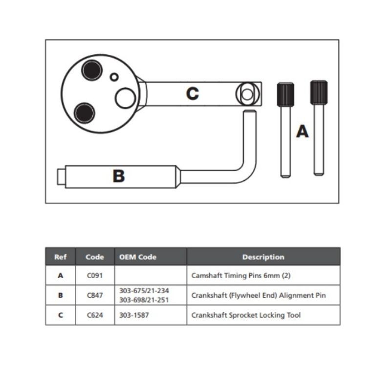 Dưỡng đặt cam Ford 2.2 Transit, timing ford Thái Lai