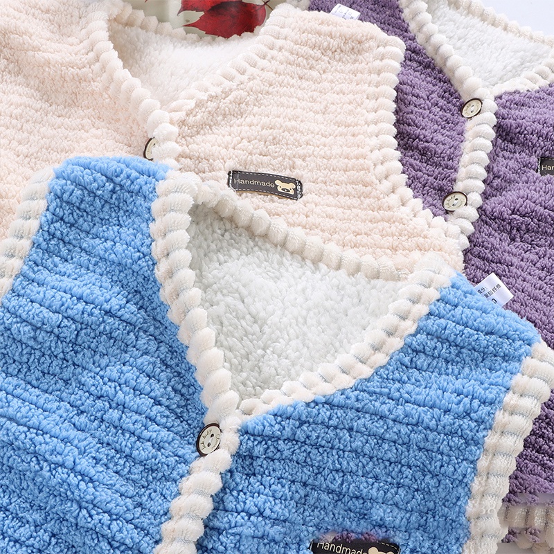 Áo khoác cardigan AMILA hai mặt bằng lông cừu san hô thời trang thu đông mới cho bé