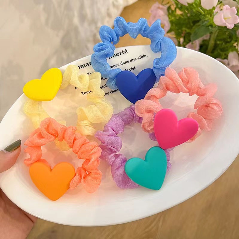 Dây buộc tóc họa tiết trái tim siêu cute phụ kiện tóc cho bé