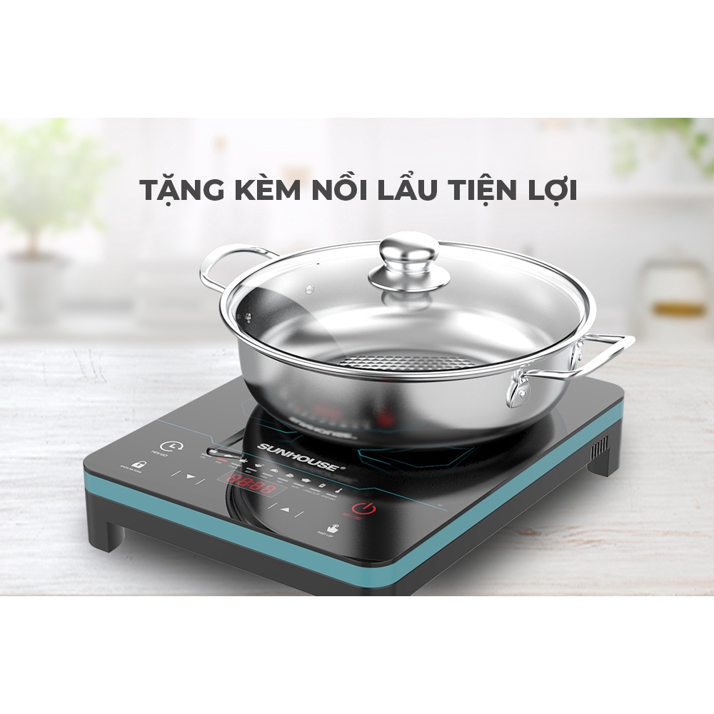 Bếp điện từ cảm ứng Sunhouse SHD6873 -Hàng chính hãng ,tặng kèm nồi lẩu