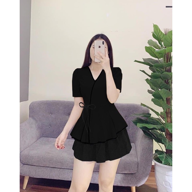 Áo bigsize babydoll đen-kẻ caro 55-90kg