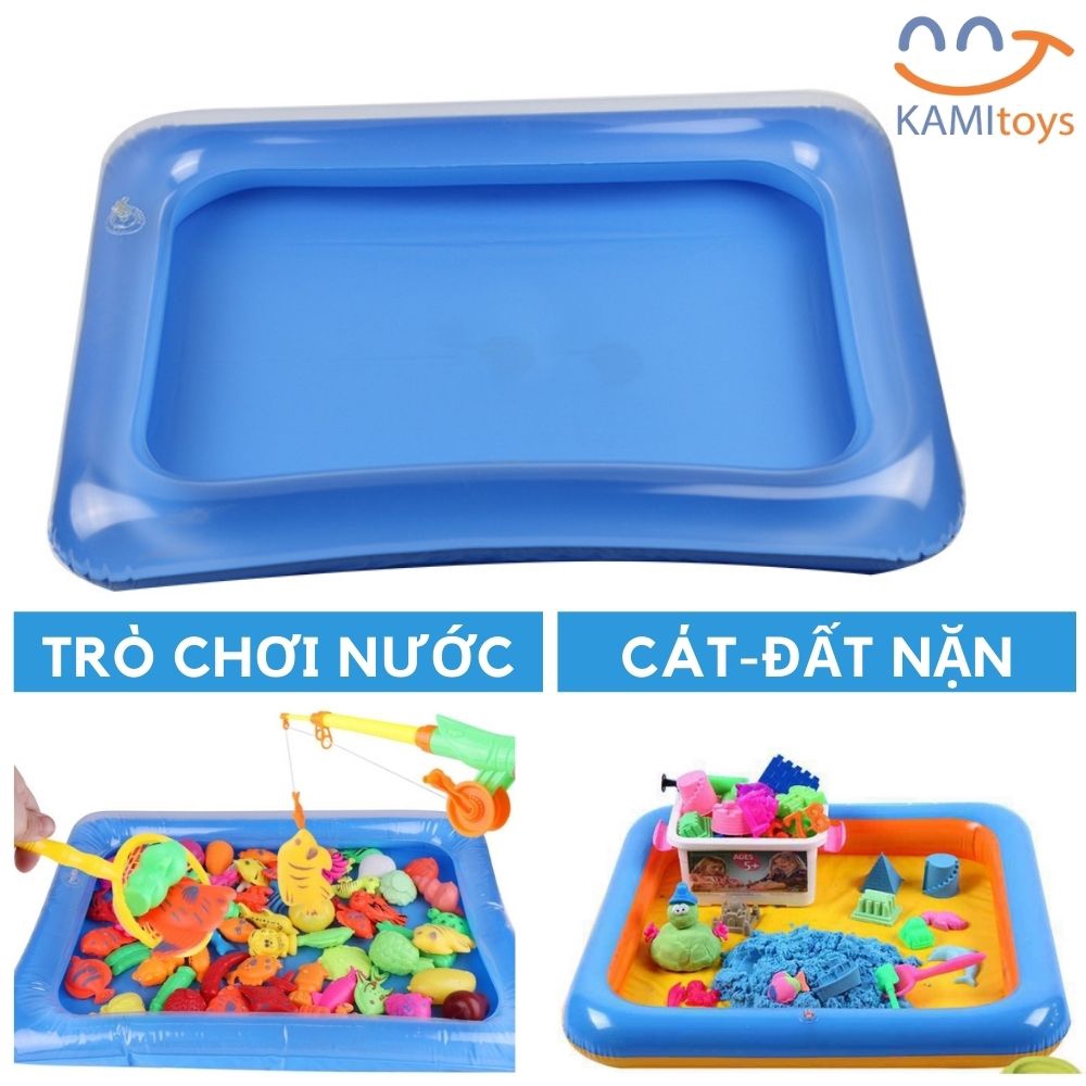 Đồ chơi Bể phao mini bơm hơi làm Bàn chơi Đất cát nặn Câu cá nước cho trẻ em mã 50015a