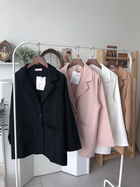 Áo Khoác Blazer Túi Vuông 1 Lớp Mặc Thu Đông