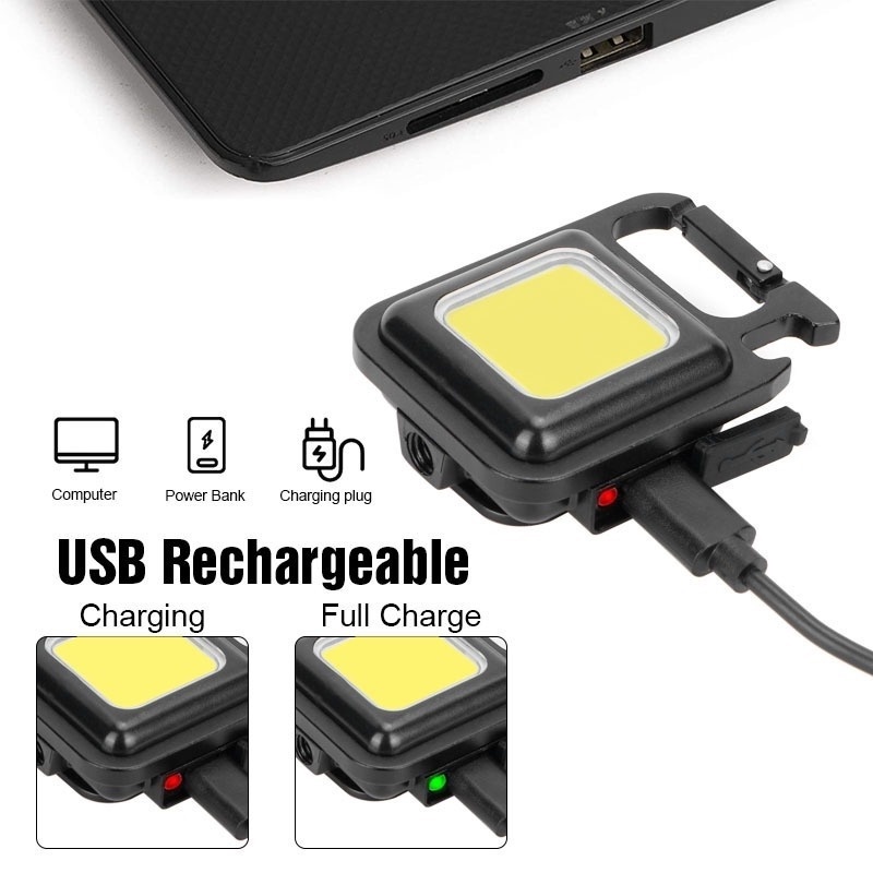 Đèn Pin Led Mini Siêu Sáng COB - Đèn Pin Móc Khóa Dùng Mở Nắp Chai Đa Năng ,Tích điện và Nhấp Nháy - Đèn Đa Năng Sạc Usb