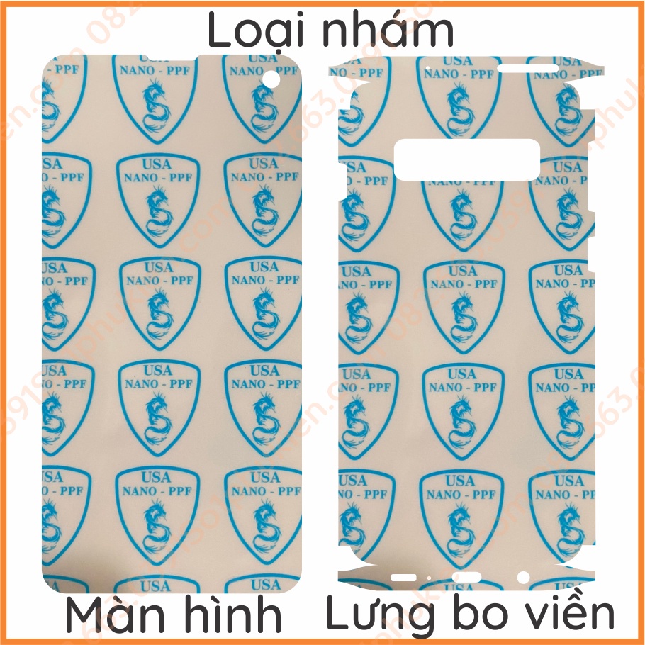 Dán PPF Samsung S10 loại trong, nhám , da cá sấu dành cho màn hình , mặt lưng , lưng bo viền