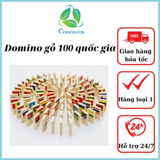 Đồ chơi domino cờ 100 quốc qia bằng gỗ cho bé CORACLE.