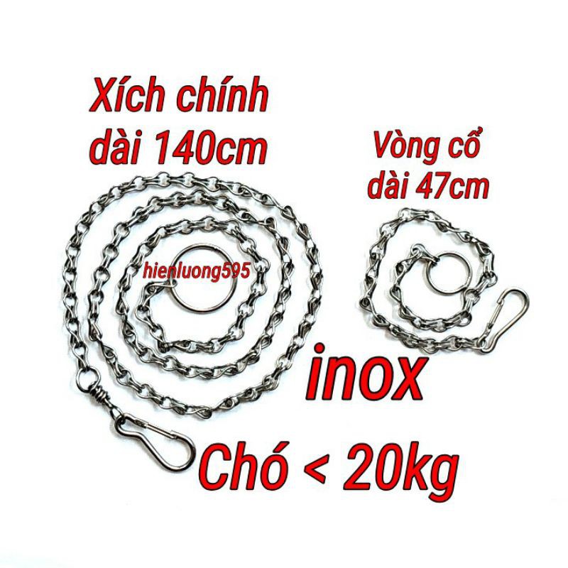 [AN MỘC] Dây xích chó, mèo inox mắt đôi kèm vòng cổ đủ size từ 5-50kg