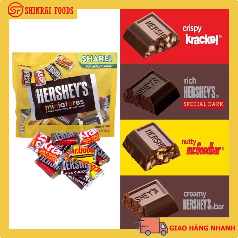 Socola Hershey's Miniatures Chocolate Mỹ 294g