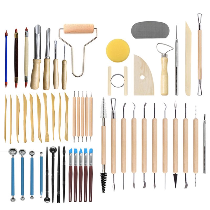 61PCS Ceramic carving pottery tools combination set handmade crafts carving tools carving pen carving knife
