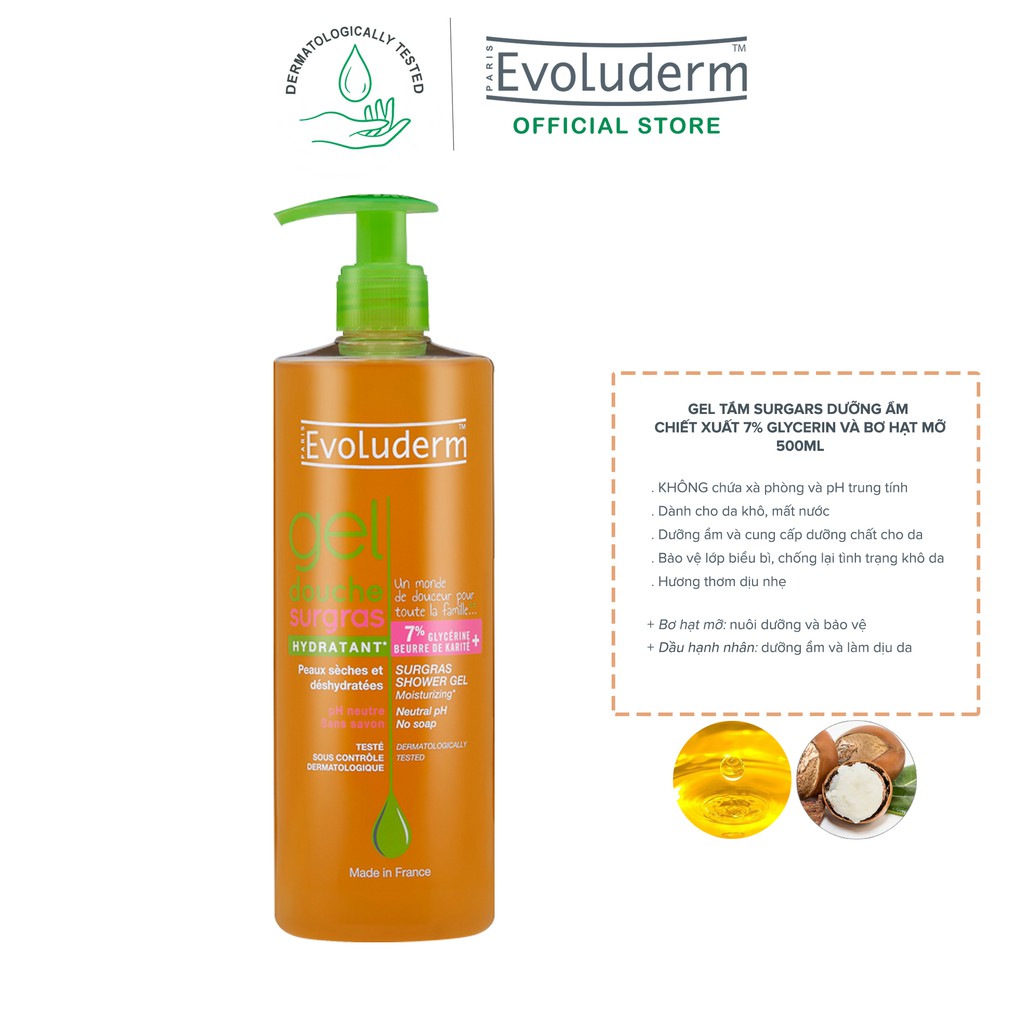 Gel tắm Evoluderm Gel Douche Surgras Hydratant 500ml-14239